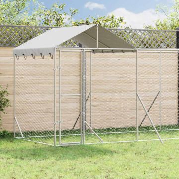 Cuccia Cani da Esterno Tetto Argento 14x2x2,5 m Acciaio Zincato