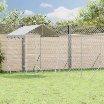 Cuccia Cani da Esterno Tetto Argento 10x8x2,5 m Acciaio Zincato