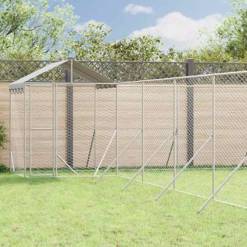 Cuccia Cani da Esterno Tetto Argento 12x12x2,5m Acciaio Zincato