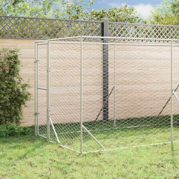 Cuccia Cani da Esterno Tetto Argento 2x6x2,5 m Acciaio Zincato