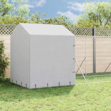 Cuccia Cani da Esterno Tetto Argento 2x10x2,5 m Acciaio Zincato