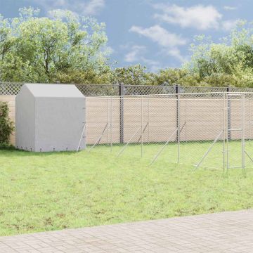 Cuccia Cani da Esterno Tetto Argento 10x10x2,5m Acciaio Zincato