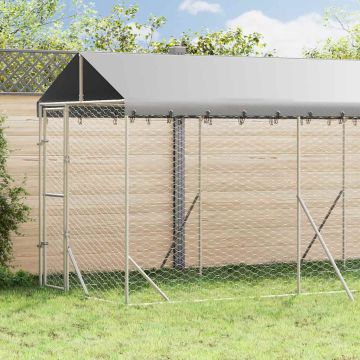 Cuccia Cani da Esterno Tetto Argento 2x6x2,5 m Acciaio Zincato