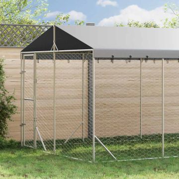 Cuccia Cani da Esterno Tetto Argento 3x6x2,5 m Acciaio Zincato