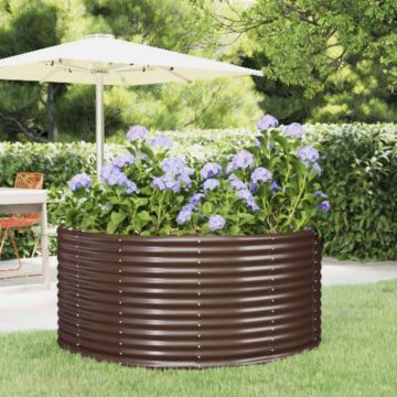 Letto Rialzato da Giardino Marrone 140x140x68 cm Acciaio Zincato