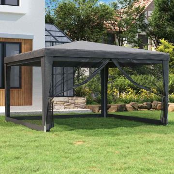 Tenda per Feste con 4 Pareti in Rete Antracite 4x4 m in HDPE