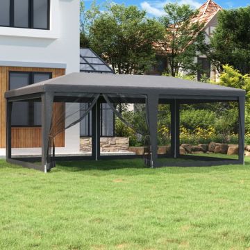 Tenda per Feste con 6 Pareti in Rete Antracite 6x4 m in HDPE