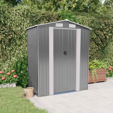 Capanno da Giardino Grigio Chiaro 192x108x223cm Acciaio Zincato