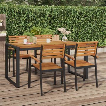 Tavolo Giardino con Gambe a U 160x80x75cm Legno Massello Acacia