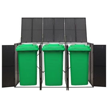 Copribidone Triplo Nero 207x80x117 cm in Polyrattan