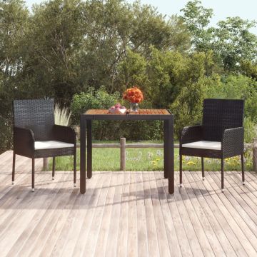 Tavolo da Giardino Piano in Legno Nero 90x90x75 cm Polyrattan