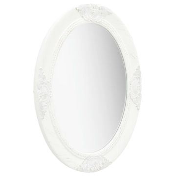 Specchio da Parete Stile Barocco 50x70 cm Bianco