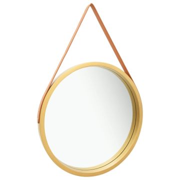 Specchio da Parete con Cinghia 60 cm Oro