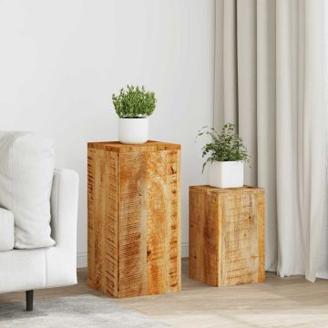 Supporti per Piante 2 pz in Legno Massello di Mango
