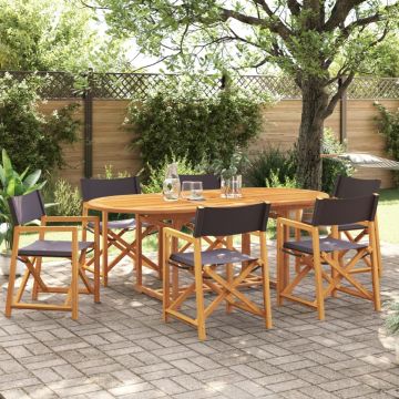 Set di 6 sedie pieghevoli in tessuto grigio scuro