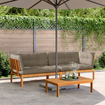 Divani Angolari Pallet Giardino con Cuscini 2pz Massello Acacia