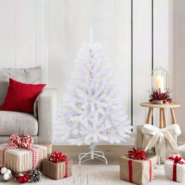 Albero di Natale artificiale 150 LED PVC e Acciaio Bianco