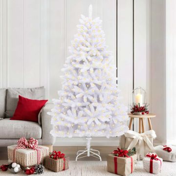 Albero di Natale artificiale 300 LED PVC e Acciaio Bianco