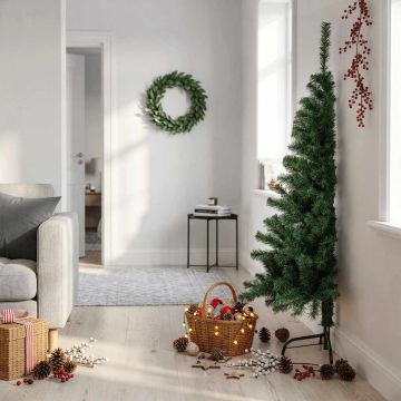 Albero di Natale Artificiale Metà con Supporto Verde 150 cm PVC