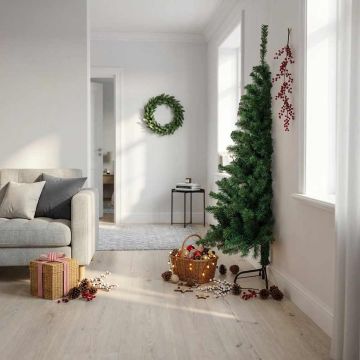 Albero di Natale Artificiale Metà con Supporto Verde 180 cm PVC