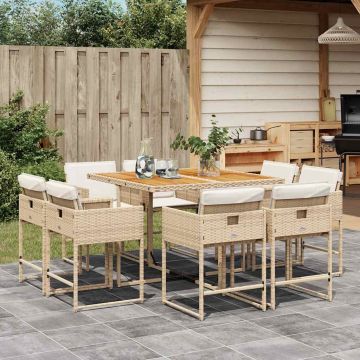 Set da pranzo da giardino 9 pz con tavolo in acacia e 8 sedie