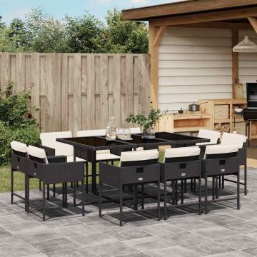 Set da pranzo da giardino 11 pz in rattan PE nero