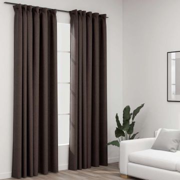 Tende Oscuranti con Ganci Effetto Lino 2 pz Talpa 140x225 cm