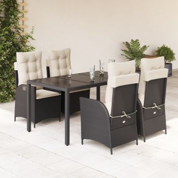 Set Pranzo da Giardino 5 pz Nero in Polyrattan