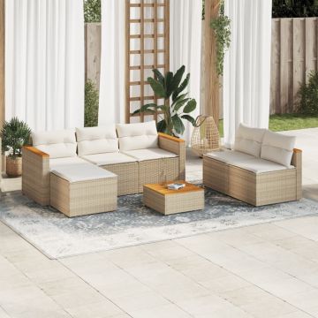 Salotto da Giardino 5 pz Beige in Polyrattan e Acacia