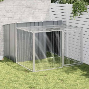Cuccia per cani con recinto antracite 153x194x110 cm in acciaio zincato