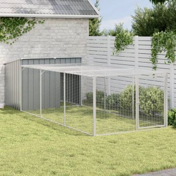 Cuccia per cani con recinto antracite 153x396x110 cm in acciaio zincato