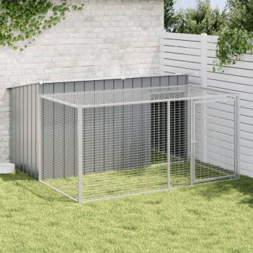 Cuccia per cani con recinto antracite 197x194x110 cm in acciaio zincato
