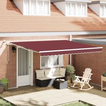 Tenda da Sole Retrattile Automatica con LED Bordò 400x300 cm