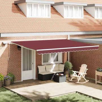 Tenda retrattile Borgogna 450 × 300 cm Tessuto e Alluminio