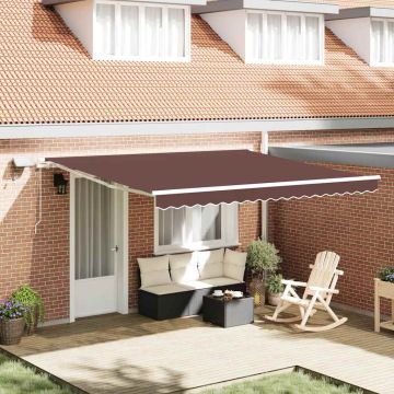 Tenda retrattile Marrone 400 × 300 cm Tessuto e Alluminio