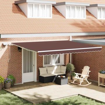 Tenda retrattile Marrone 450 × 300 cm Tessuto e Alluminio