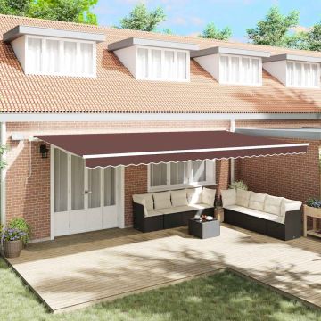 Tenda retrattile Marrone 600 × 300 cm Tessuto e Alluminio