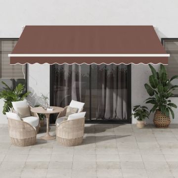 Tenda retrattile Marrone 400 × 350 cm Poliestere e Alluminio