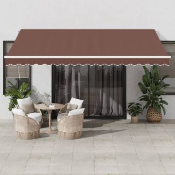 Tenda retrattile Marrone 450 × 350 cm Poliestere e Alluminio