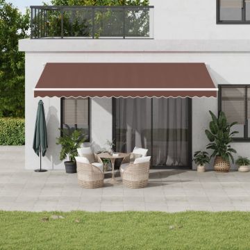 Tenda retrattile Marrone 500 × 350 cm Poliestere e Alluminio