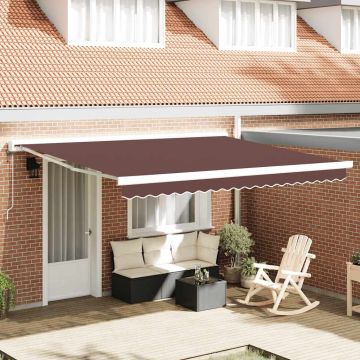Tenda retrattile Marrone 400 × 300 cm Tessuto e Metallo