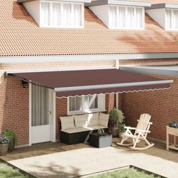 Tenda retrattile Marrone con Cornice Antracite 450 × 300 cm