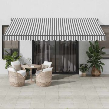 Tenda da Sole Retrattile Manuale Antracite e Bianco 450x300 cm