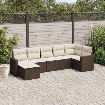 Salotto da Giardino 7 Pezzi Marrone in Rattan PE
