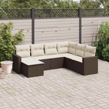 Set salotto da giardino 7 pz in polyrattan marrone