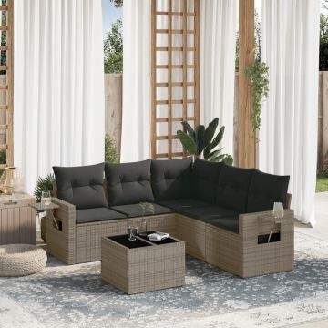 Salotto da giardino 6 pz grigio in polyrattan e vetro