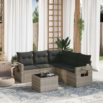 Salotto da Giardino 6 pz Polyrattan Grigio Chiaro