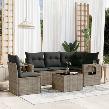 Salotto da Giardino 6 pz Grigio con Cuscini in Polyrattan