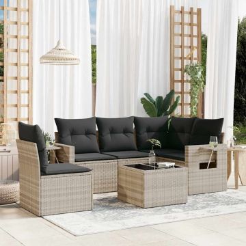 Salotto da Giardino 6 Pezzi Rattan PE Grigio Chiaro con Cuscini