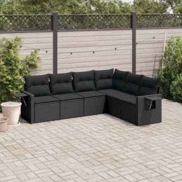 Salotto da Giardino 6 pz in Polyrattan Nero Modulare